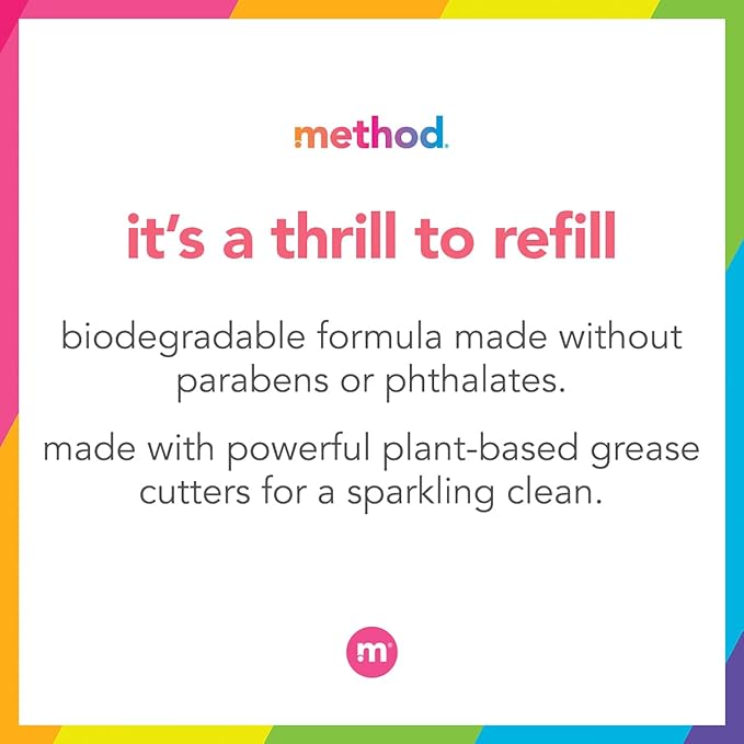 Method Gel Dish Soap Refill, Clementine Scent, Powerful Cleaning Formula, Large Refill Tub, Biodegradable Formula, Cuts Through Grease, 54 Fl Oz (Pack of 3)