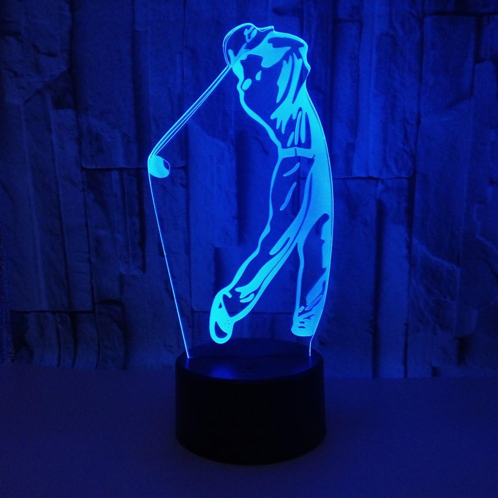 WMH 3D Golf Desk Lamp 7 Colors Changing Touch Switch LED Night Light with USB Powered for Home/Office Decorations/Gifts