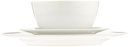 Amazon Basics Porcelain Dinnerware Set, Microwave and Dishwasher Safe, Service for 6, 18-Piece, Plates, Bowls, White