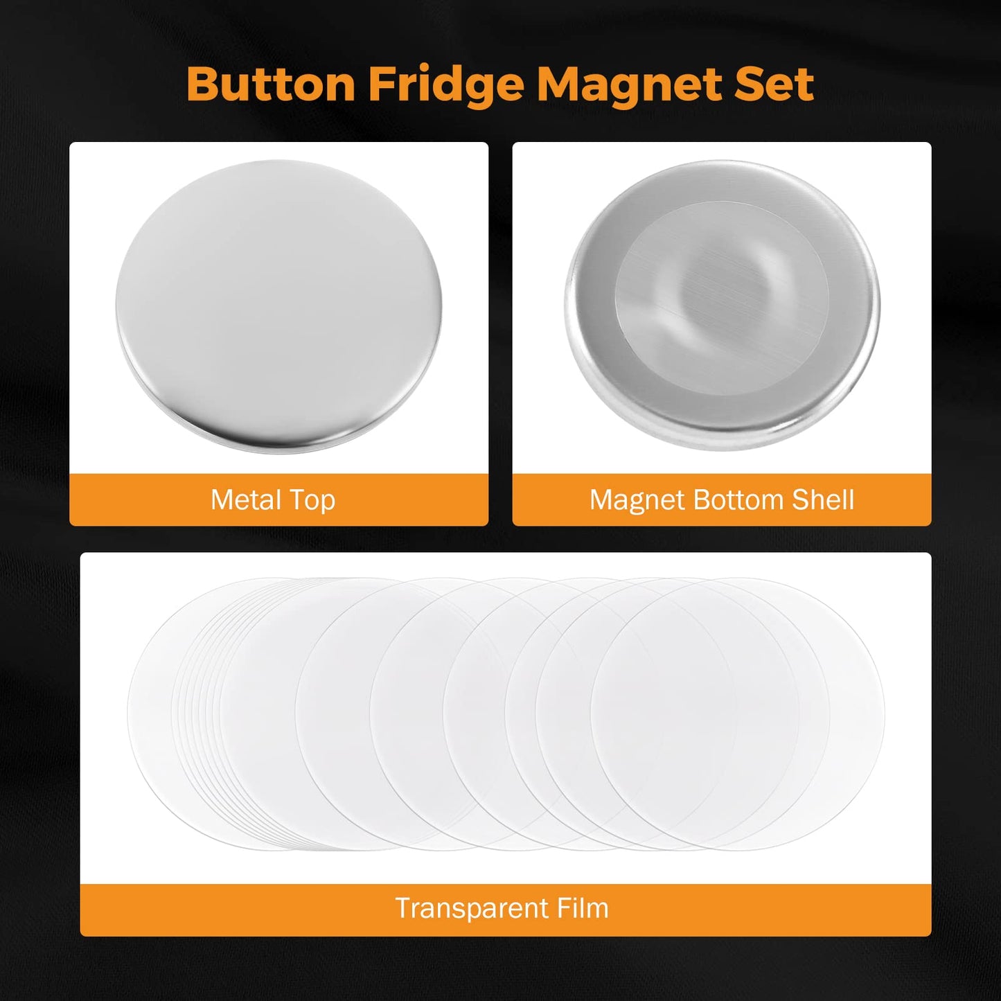 BEAMNOVA 100 Sets of Metal Button Parts Supplies Fridge Magnet 32mm / 1.26 in (Approx. 1-1/4 inch) for Button Maker Machine DIY Round Pin Maker, Supplies Only, Machine NOT Included