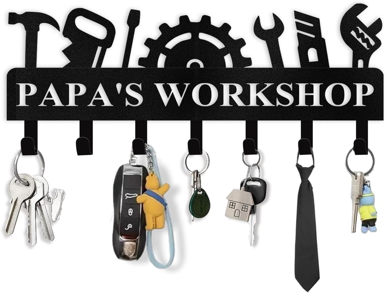 Custom Key Holder for Wall - Workshop Key Hooks for Wall Organizer, Personalized Coat Rack Key Holder with Name, Personalized Father Gifts, Key Hanger Decor for Garage Workshop Office