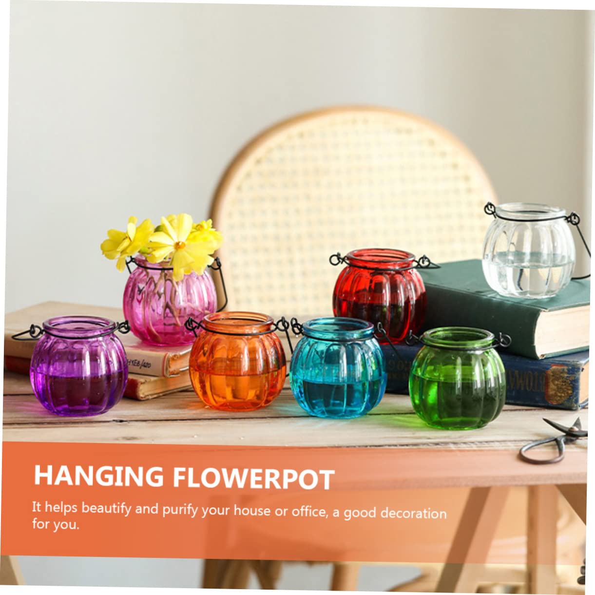 LIFKOME 4Pcs Hanging Hydroponic Vases Glass Plant Bottles with Handles for Home Decor for Weddings and Parties and Stylish Planter Terrariums for Bedroom
