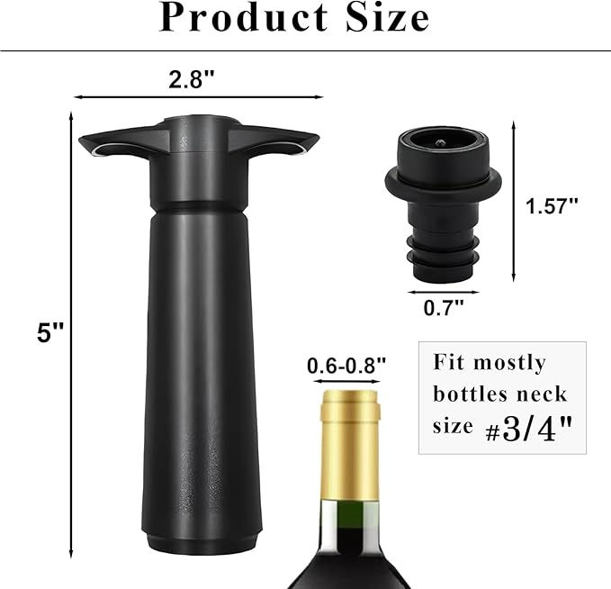 Wine Stoppers Vacuum with Pump, Keep Wine Fresh for up to 7 Days -1 Pump 8 Stopper, Wine Pump and Wine Vacuum Stopper, Reusable for Wine Saver, Wine Stoppers for Wine Bottles