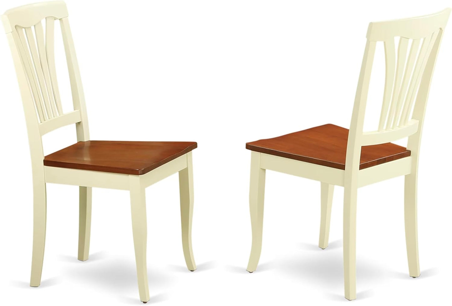 East West Furniture NDAV5-WHI-W 5 Piece Kitchen Table & Chairs Set Includes a Rectangle Dining Room Table with Dropleaf and 4 Solid Wood Seat Chairs, 30x48 Inch, Buttermilk & Cherry