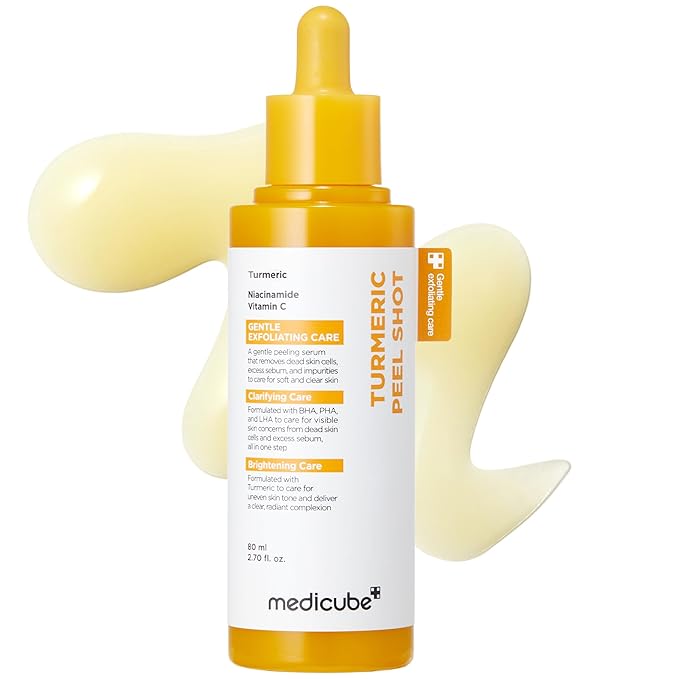 medicube Peel Shot with Turmeric | Reset in One Step | Gentle Exfoliating Serum with BHA, LHA & PHA for Dead Skin Cells, Blackheads & Excess Sebum | For Dull, Rough & Troubled Skin | 2.7 fl.oz