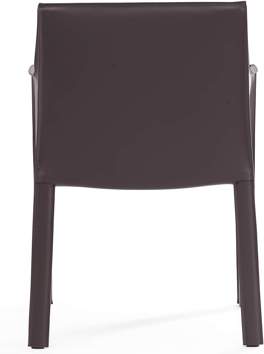Manhattan Comfort Vogue Modern Faux Leather Dining Chairs, Metal Frame, Comfortable Padded Seat, Fully Assembled Armchair Accent Furniture, Set of 1, Grey