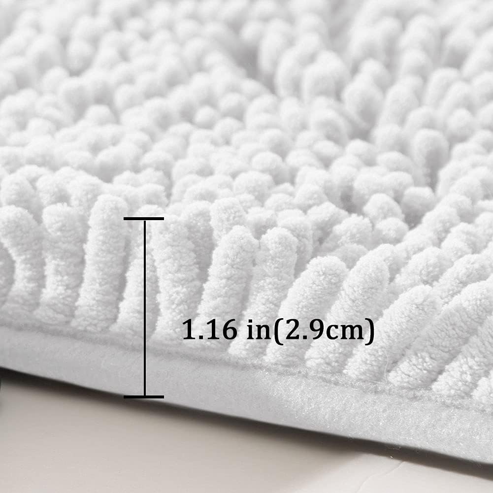 SONORO KATE Bathroom Rug,Non-Slip Bath Mat,Soft Cozy Shaggy Thick Bath Rugs for Bathroom,Plush Rugs for Bathtubs,Water Absorbent Rain Showers and Under The Sink (White, 44"×26")