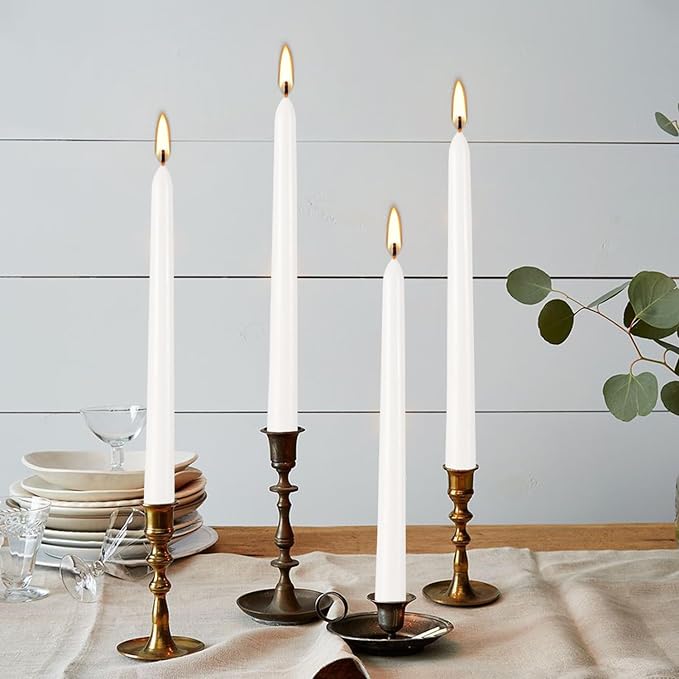 20 Pack White Taper Candles 12 Inch Tall 3/4 Inch Thick Burn 10 Hours