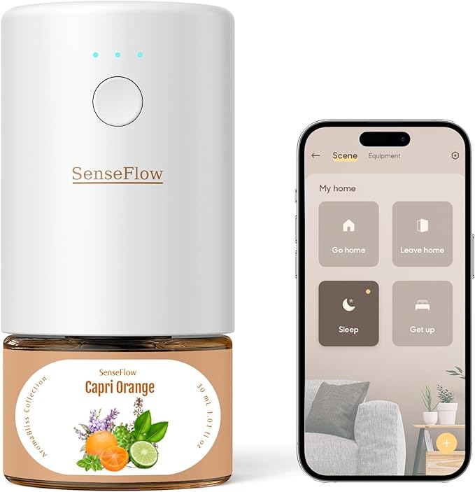 SF101S Smart Wi-Fi Waterless Plug-In Air Freshener, 100% Plant-Based Ultrasonic Diffuser, Adjustable 120-Day Scent Air Mist, Covers 100㎡ for Home, Hotel-Capri Orange