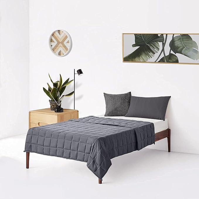 ZonLi Weighted Blanket (60"x80", 15lbs, Dark Grey) Queen Size Weighted Blanket for Adults, High Breathability Cooling Heavy Blanket, Soft Material with Premium Glass Beads, All-Season, Easy Care
