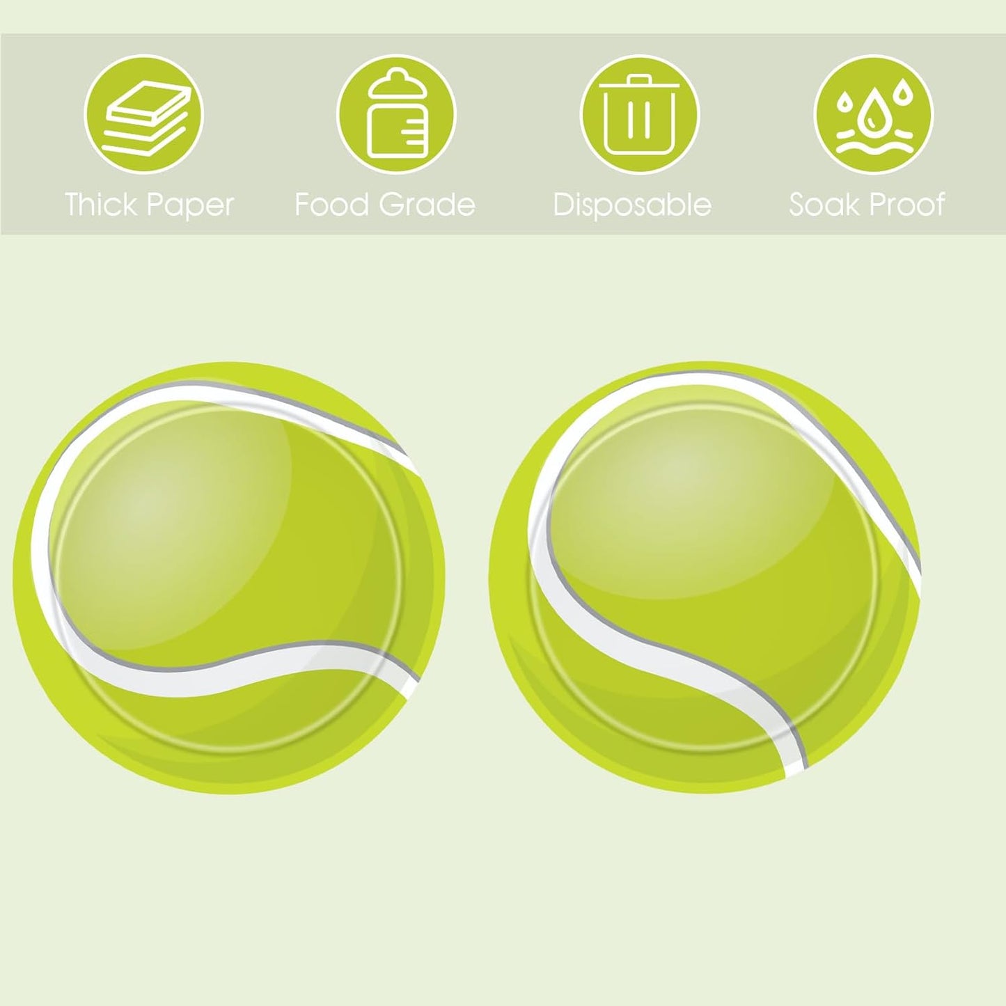 Tennis Party Decorations,60pcs 7inch Tennis Plates,Tennis Ball Party Decorations Tableware Disposable Paper Plate Set,for Baby Shower Men Women Kids Sports Theme Birthday Celebration Decor Supplies