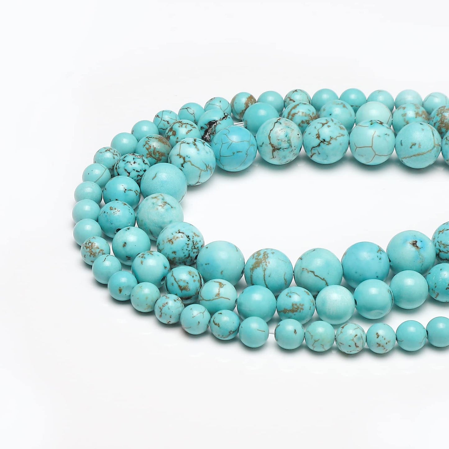 60pcs 6mm Natural Turquoise Gemstone Beads Energy Healing Crystal Round Loose Stone Beads for Jewelry Making, DIY Bracelets Necklaces