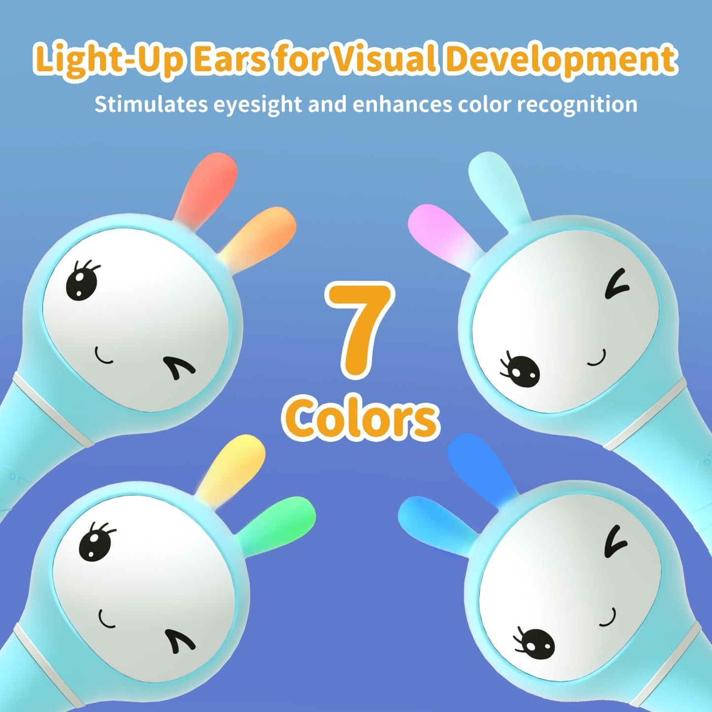 alilo Yoyo Talking Bunny Baby Singing Musical Rattle, Mimicking Toys Repeats What You Say, Preloaded 90+ Audio Content, ABC/Number/Notes Learning Toys for Toddlers Infant Newborn Boy Girl Gifts