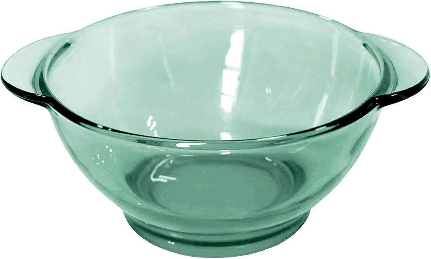 STP GOODS Glass Soup and Salad Bowl with Handles, Cobalt Transparent Glass Eating Plates, Circular Dinnerware for Salad, Bread, Dinner (Green 4 pcs)