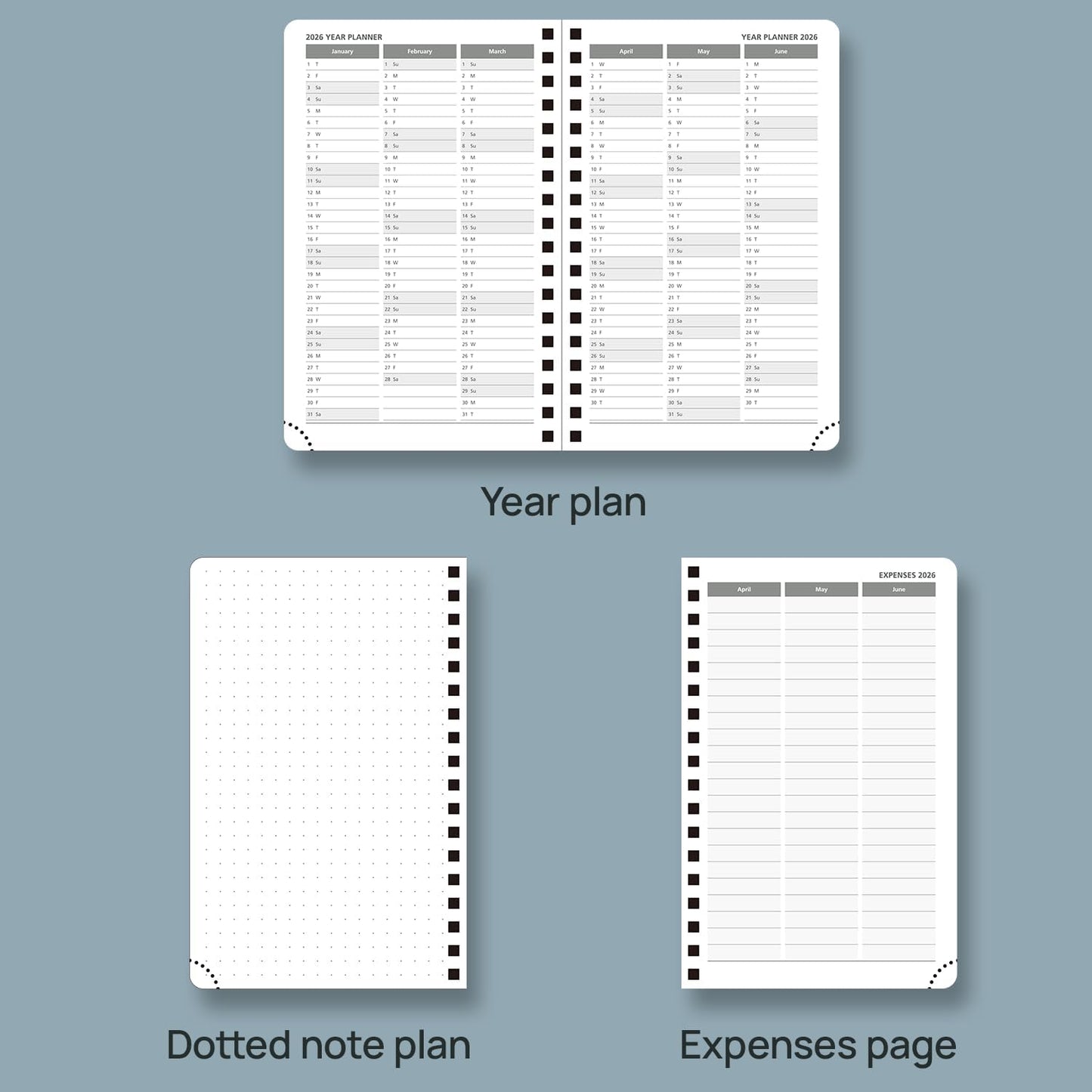 POPRUN 2026 Planner (Pocket Size 4''x 6.25'' Wire-Bond Hard Cover) Calendar Weekly and Monthly (Jan.2026-Dec.2026) Small Planner with Hourly Time Slots, for Purse, 100 GSM - Burgundy