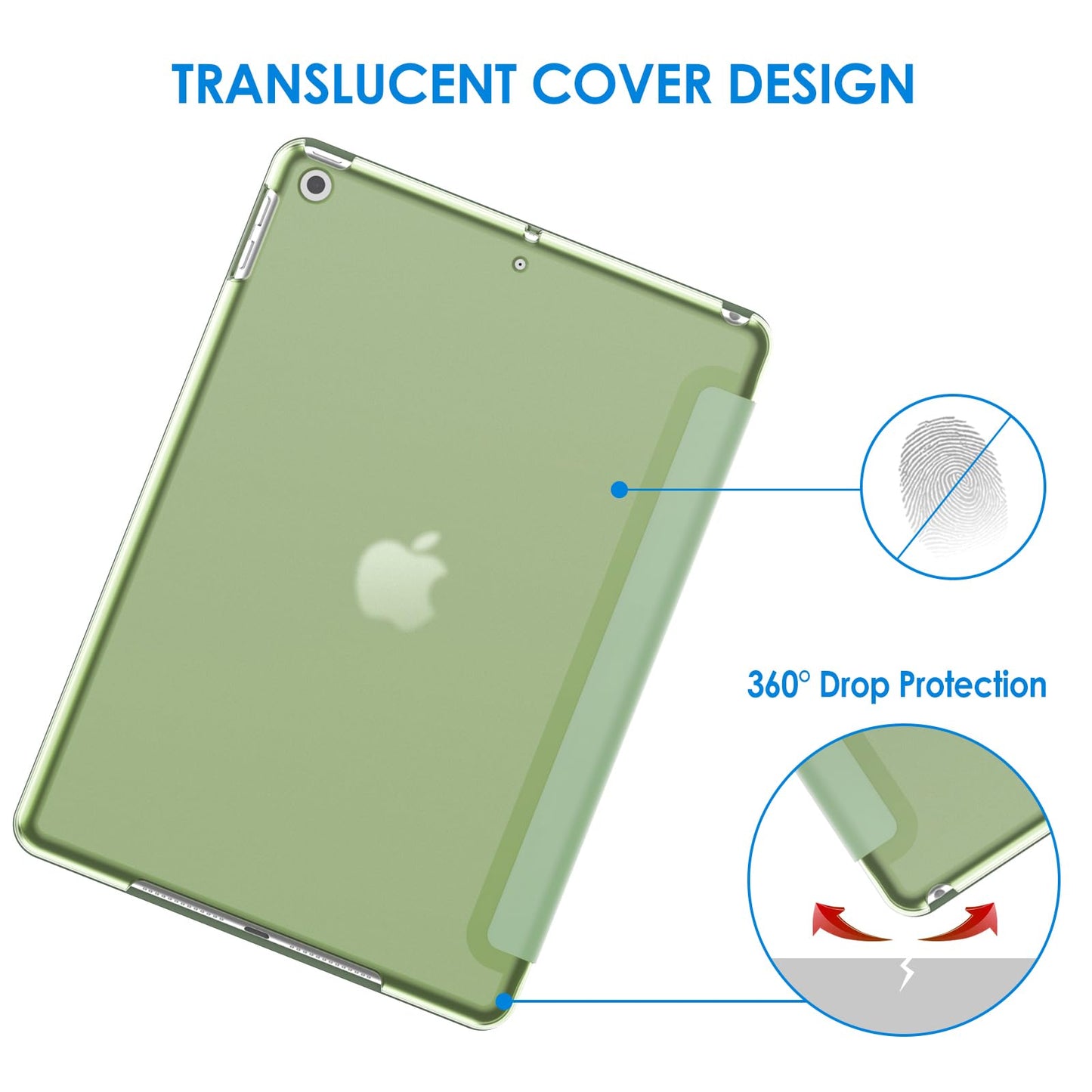 Jetech Case For Ipad 10.2-Inch (2021/2020/2019 Model, 9/8/7 Generation), Auto Wake/Sleep Cover (Matcha Green)