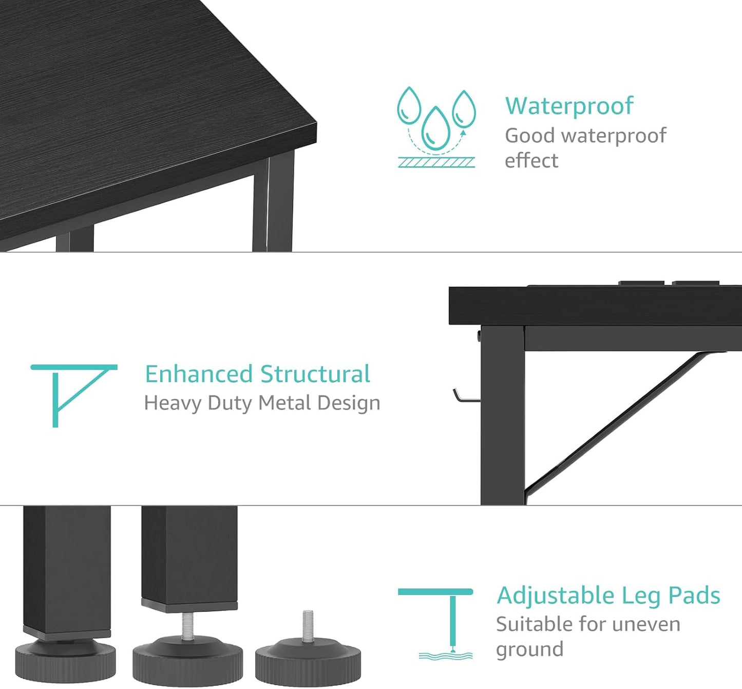 Lufeiya 39 inch Computer Desk with Power Outlet, 40 inch Teen Study Table Home Office Work Writing Desks with Charging Station Outlets Built in, Black