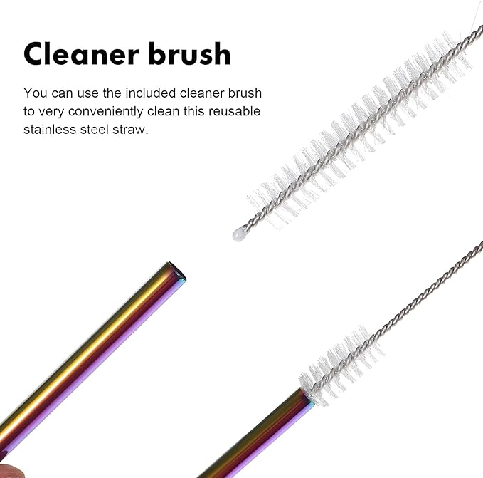 Alipis 16Pcs Stainless Steel Straws with Silicone Tips and Cleaning Brush Reusable Smoothie and Cocktail Drinking Straws with Portable Storage Bag Food-grade for Cold Hot Drinks