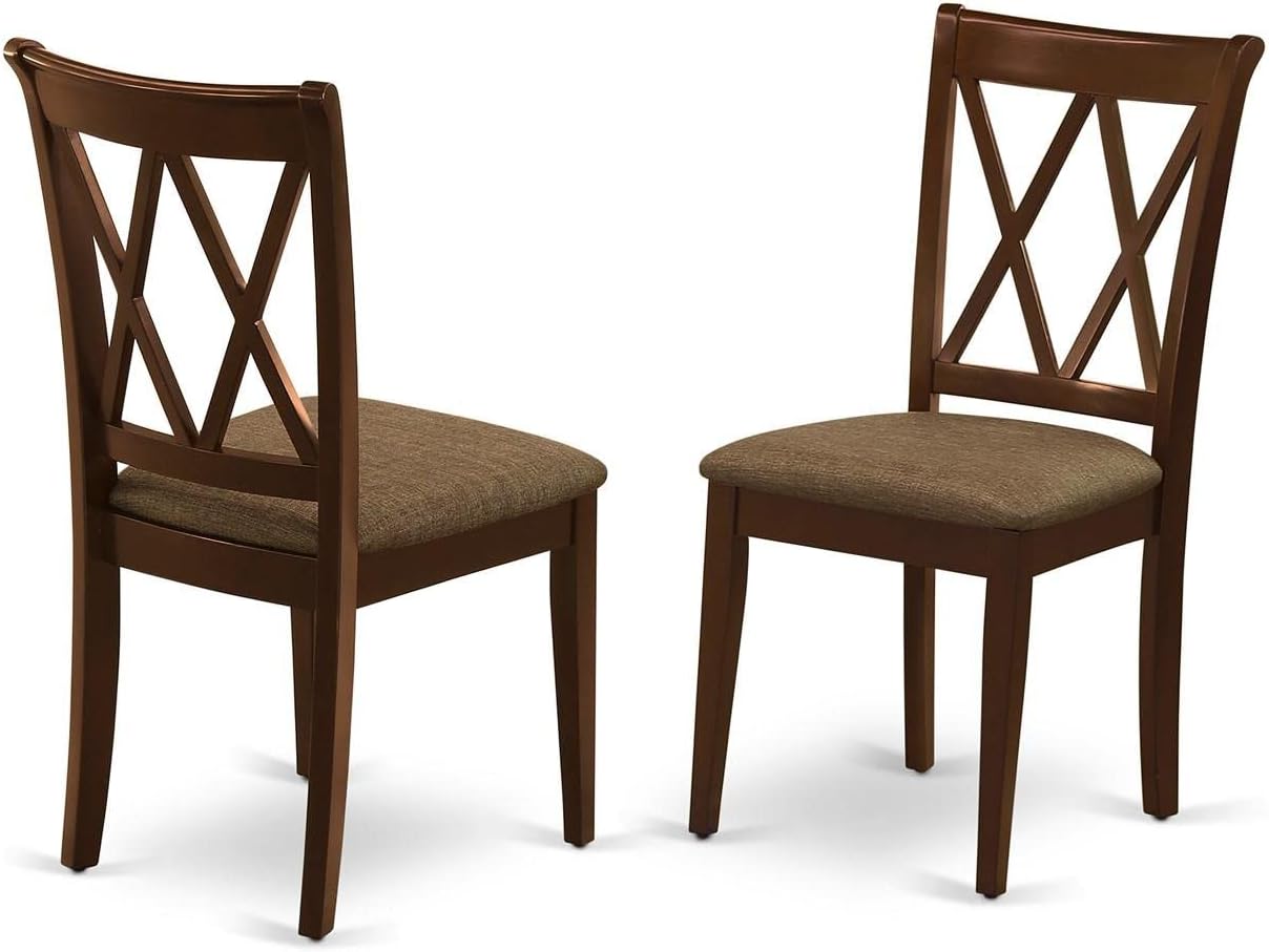 East West Furniture MLCL3-MAH-C 3 Piece Dining Room Furniture Set Contains a Rectangle Wooden Table with Butterfly Leaf and 2 Linen Fabric Kitchen Dining Chairs, 36x54 Inch, Mahogany