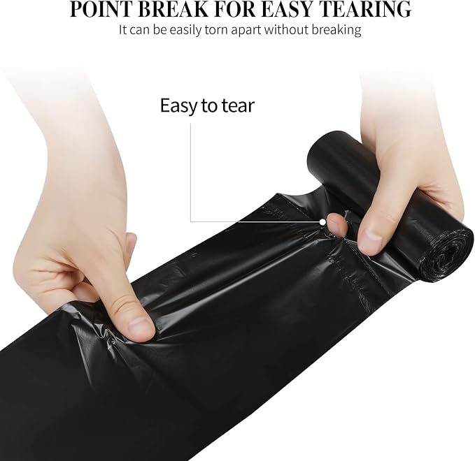 5 Rolls Small Trash Garbage Bags, 4 Gallon Strong Thin Material Disposable Kitchen Garbage Bags, Durable Plastic Trash Bags for Office Home Bedroom Garden Waste Bin, 200 Counts (Black)