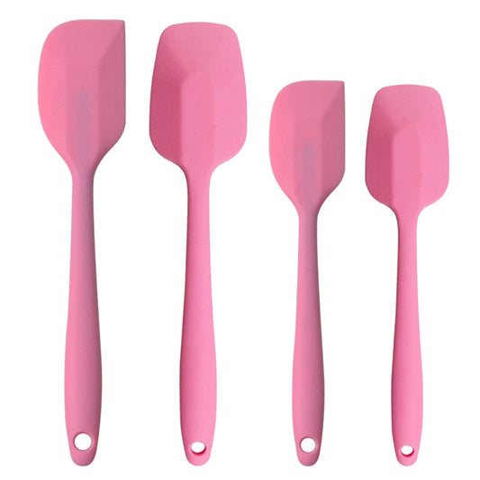 Silicone Spatulas Set, Rubber Spoon Spatula Heat Resistant Spoonula One Piece Design Seamless Spatula Non-Stick Scrapers Baking Mixing Tool (Pink)