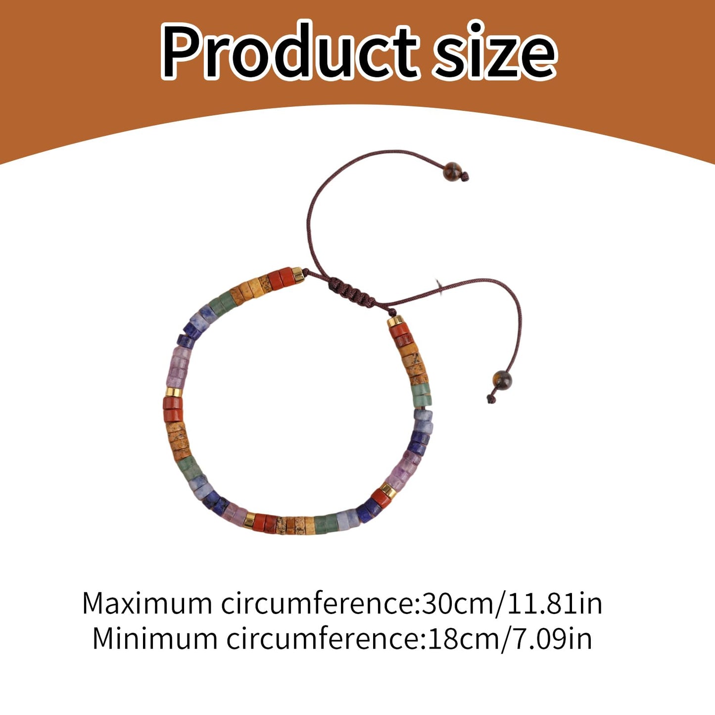 Natural Stone Bracelet, Colorful 7 Chakra Bracelet Encouragement Beaded Crystal Charm with Card for Women Meditation Calm & Comfort Gift