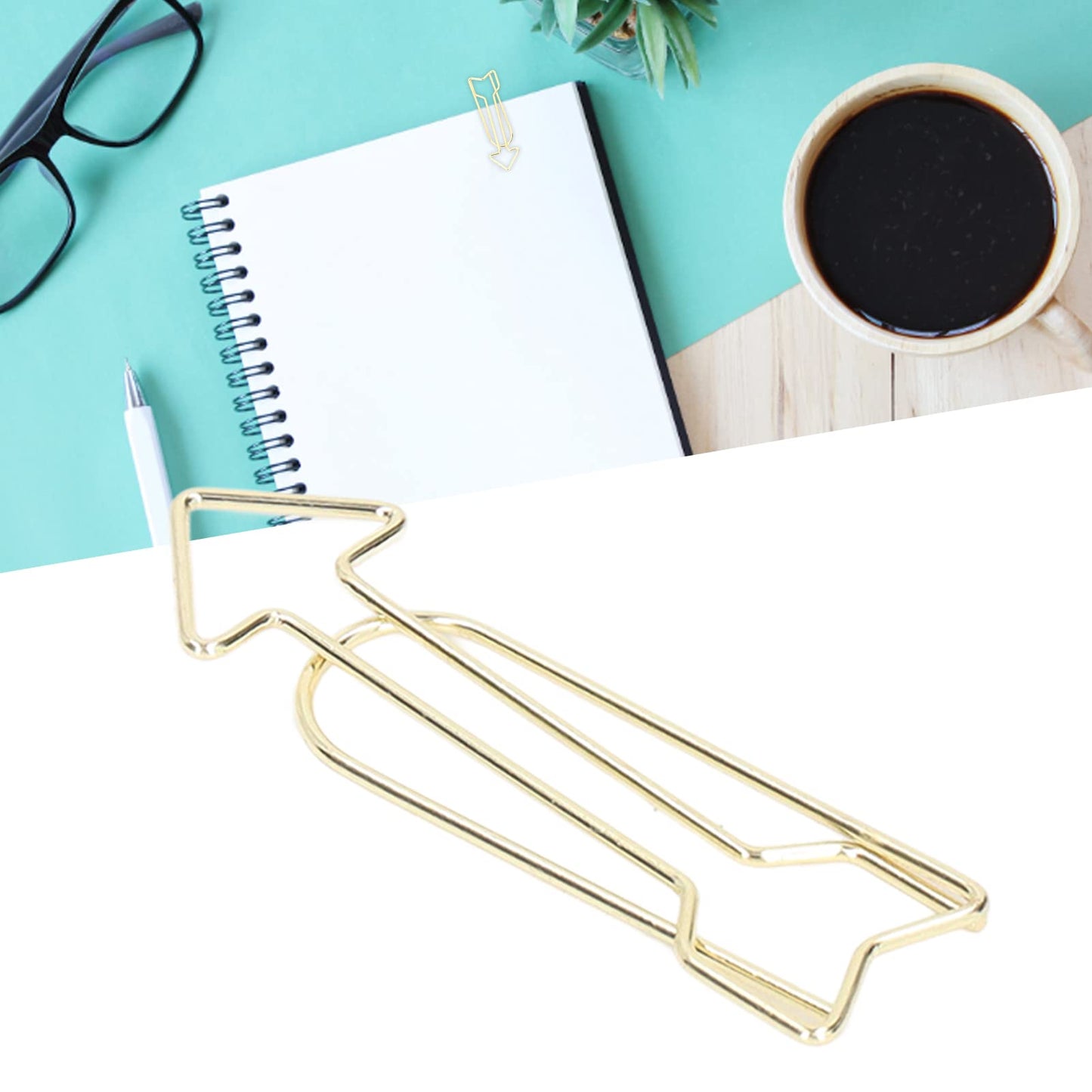 CYTGOUPER Small Gold Paper Clips 100 Pcs: Arrowhead Shaped Paper Clips with Clear Box,2in Decorative PaperClips Small for for Fun Office Supplies College Gifts Wedding Decoration