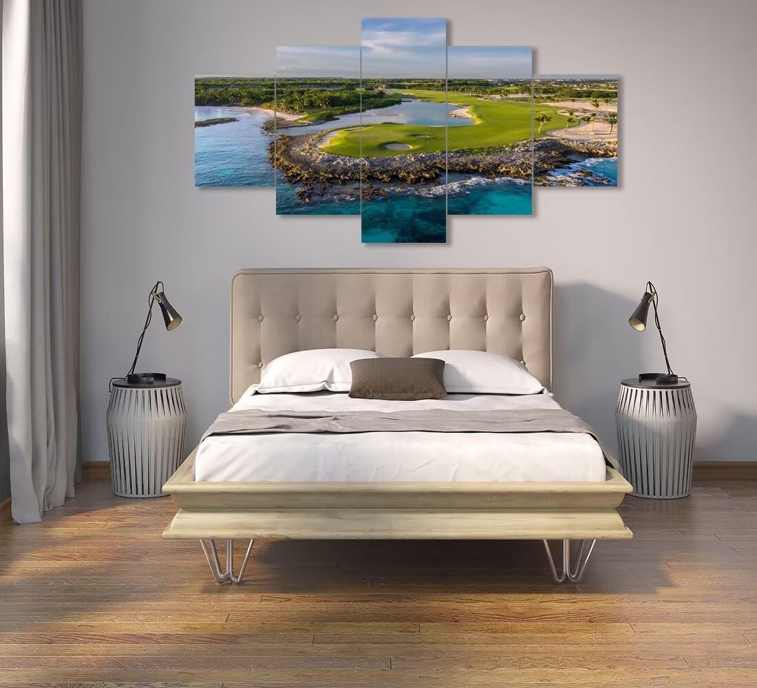 chenchenArt Punta Espada Golf Club Wall Art for Living Room Bedroom Bathroom Home Decorations Golf Course Pictures Posters Canvas Prints Modern Artwork Framed Ready to Hang(60''W x 40''H)