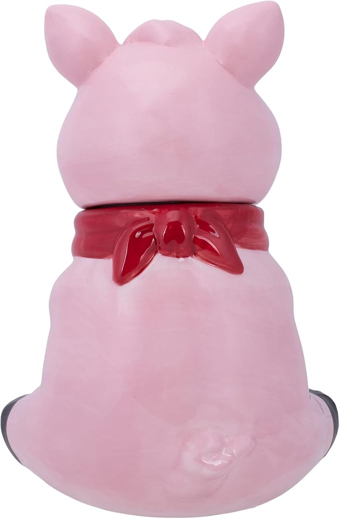 Dolomite Ceramic 10.4 x 7.6 Everyday Cookie & Candy Jar with Airtight Lid: Perfect for Kitchen Canisters, Pet Treat Containers & Decorative Farmhouse Storage, Pig Sign Oink
