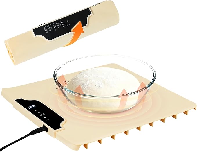 Sourdough Starter Warmer Proofer Mat with 85-210°F Temp Control & 12H Timer, Full-Surface Fast Heating Silicone Sourdough Warming Mat for Sourdough, Baking, Yogurt, Kombucha, and Daily Home Use（Small）