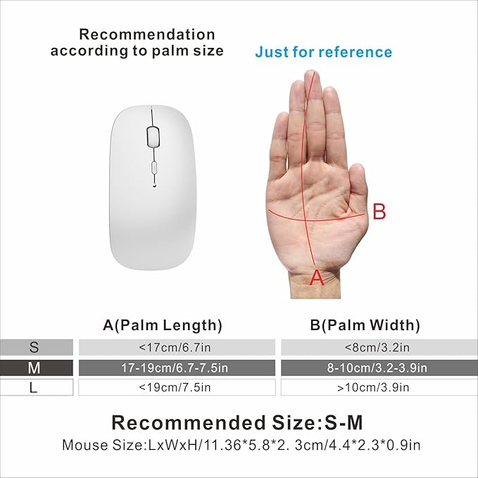 HOTDREAM Bluetooth Rechargeable Mouse for iPad Air/iPad Pro/Laptop/Tablet/iPhone/PC, (Not for Mac,MacBook) Silver