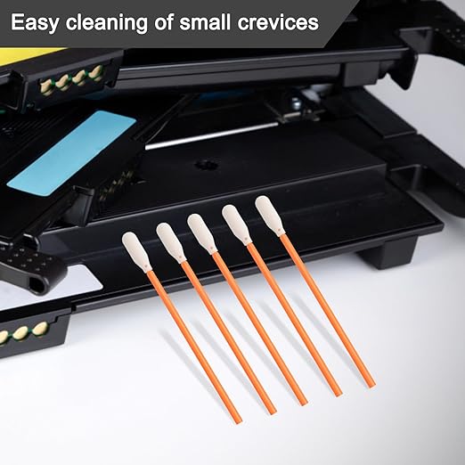 200 Pcs/Orange / 3.66 inch Foam Swab Cleaning Swab Foam Tips Sponge Stick for Inkjet Printer Print Head Camera Optical Lens Optical Equipment