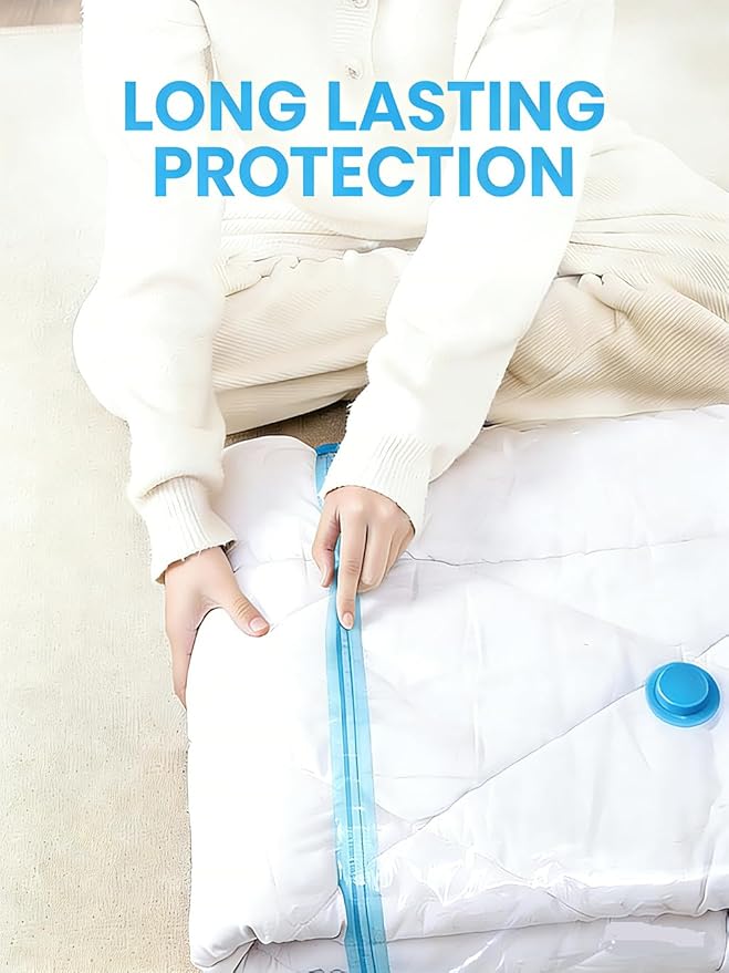 Vacuum Storage Bags for Travel and Home,Space Saver Bags for Clothes,(with Electric Pump and Hand Pump, Large, 8-Pack 60 * 80)