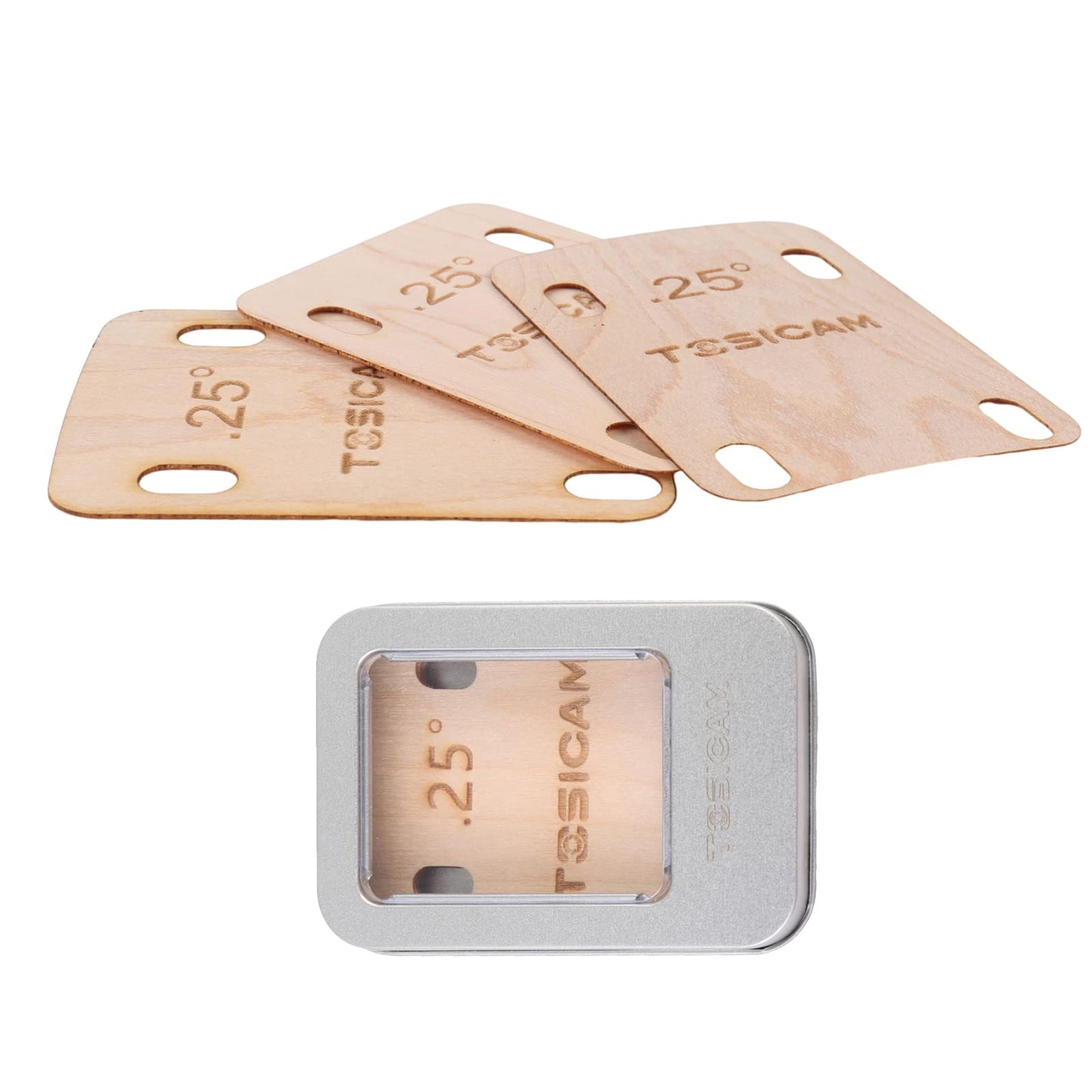 3pcs Guitar Neck Shims Shim Made of Canada Solid Maple Wooden, For Bolt-on Neck Bolts, Shaped 0.25 Degree (3pcs 0.25 Degree)