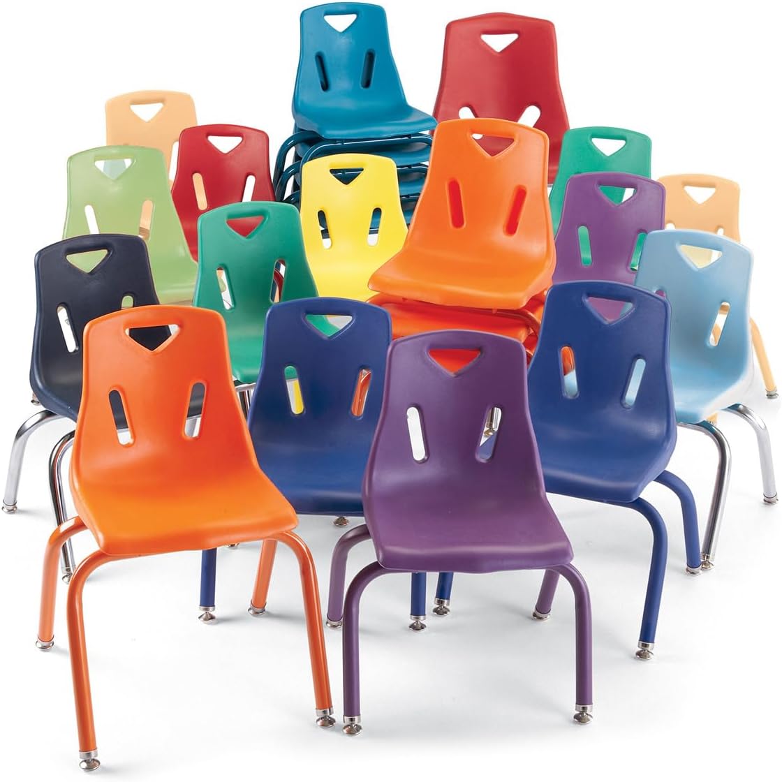 Berries 8140JC1003 Stacking Chair with Chrome-Plated Legs, 10" Height, Blue