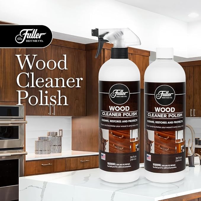 Fuller Brush Wood Polish & Cleaner – Conditions, Shines & Protects Wood Surfaces – Removes Dust, Smudges & Stains – Safe for Furniture, Cabinets, Tables & Trim - (Refill Bottle - Pack of 4)