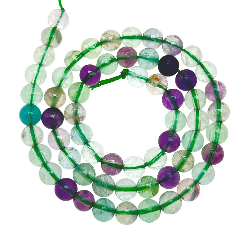 Basigeese Natural Gemstone Beads for Jewelry Making, Polished Round Smooth Genuine Real Stone Beads for Bracelet Necklace 1 Strand 15"(6mm, Fluorite)