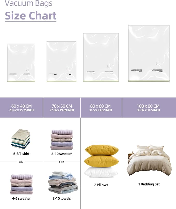 Vacuum Storage Bags, Vacuum Seal Bags for Foam Mattress,Clothing & Bedding, Space Saver Bags for Organization and Storage(10Jumbo)