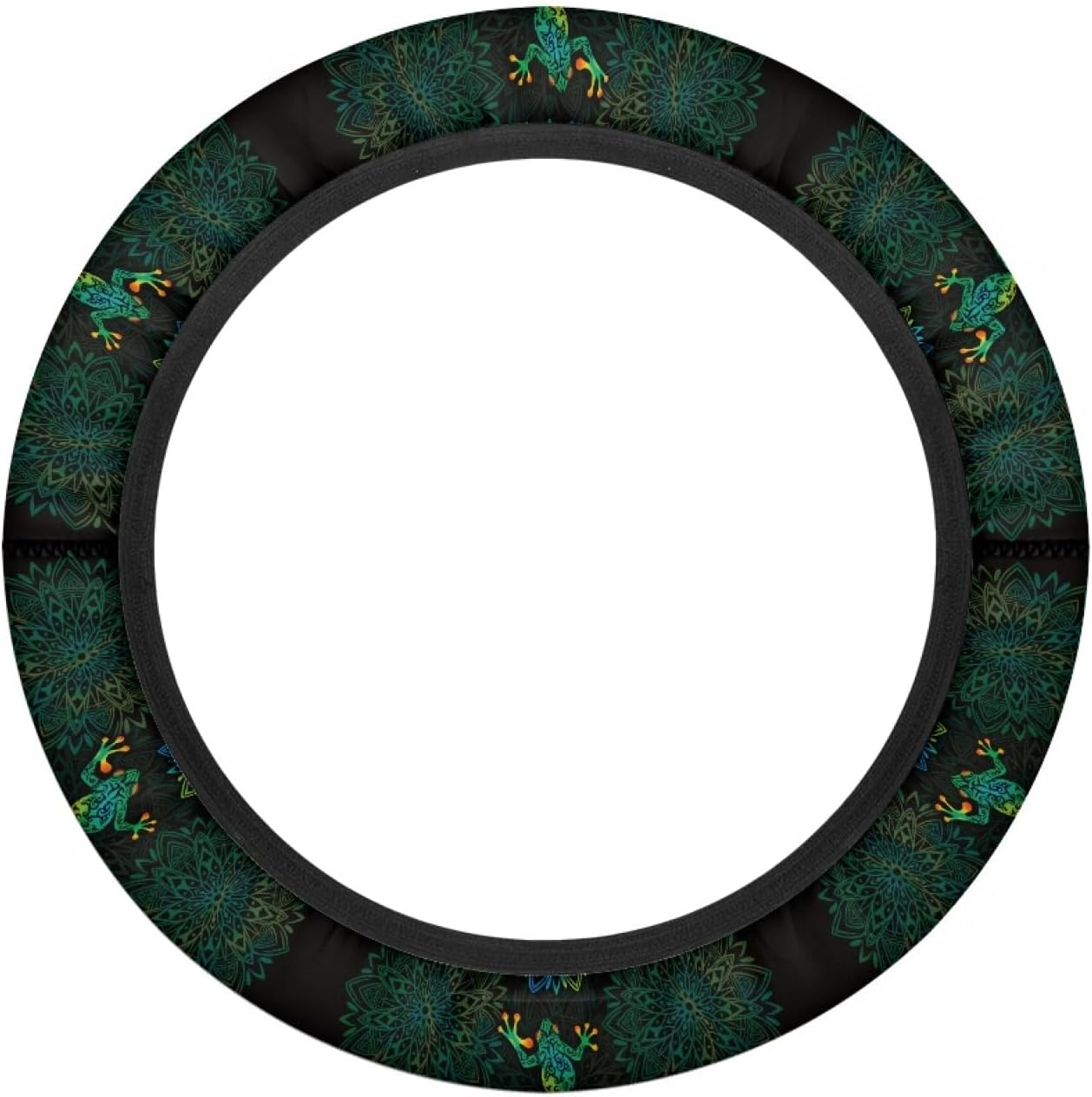 Frog Golf Cart Steering Wheel Cover Anti Slip Club Car Steering Wheel Covers Green Boho Flowers Golf Cart Accessories Sun Reflective Protection
