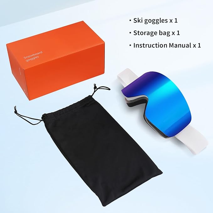 Ski Goggles OTG Snow/Snowboard Goggles Snowboarding Goggles Over Glasses Ski Goggle for Men Women Adult
