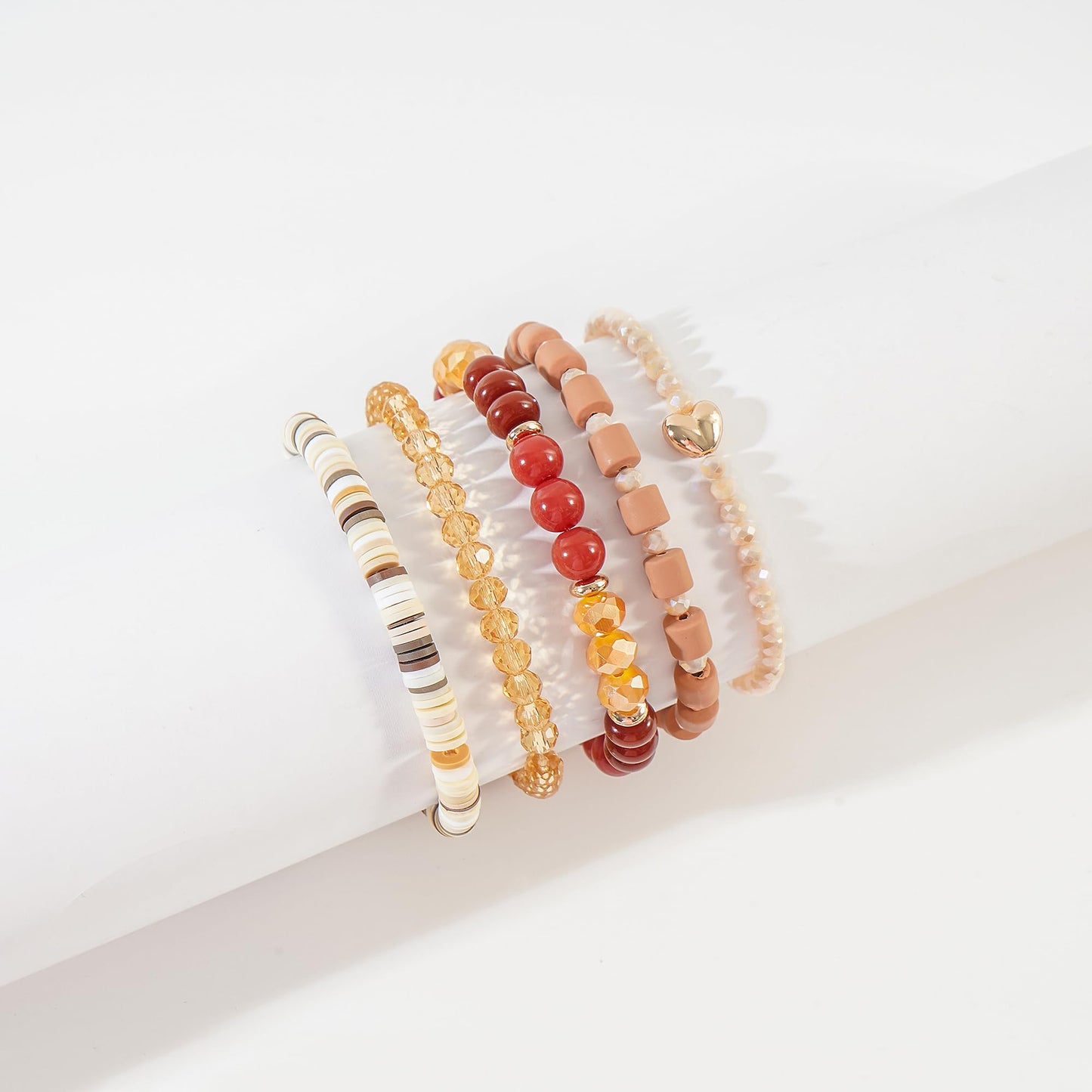 RISHEGAE Crystal Heishi Beaded Bracelet for Women Stackable Bracelet Layering Friendship Summer Stretch Bracelets for Women