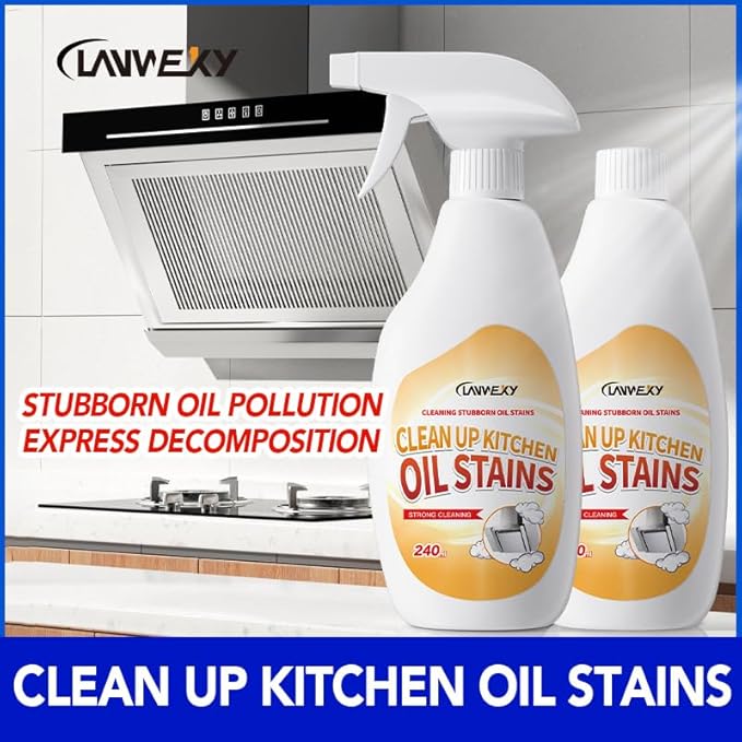 LANWEXY-heavy duty glass stove top oven bbq grill microwave cooktop cleaner spray、for outdoor grill electric stove top、non toxic fume free (2 bottles【recommended for light oil stains】)