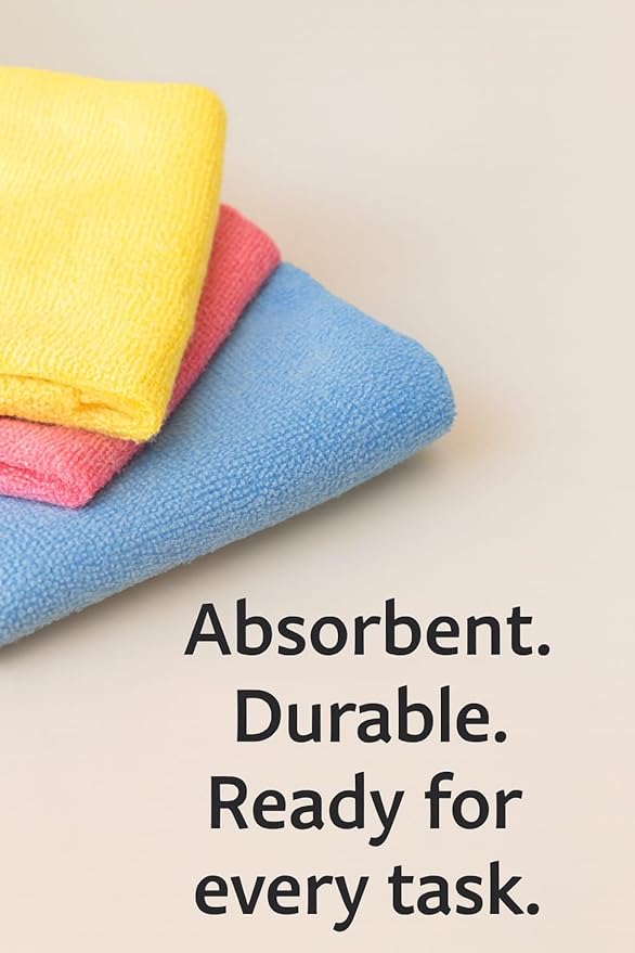 Microfiber Cleaning Cloths, 50 Pack, Multi-Color Blue Yellow Orange Pink, Lint Free Machine Washable, 16 x 16 Inches, Ultra-Absorbent for Home Kitchen Cleaning (Pink)