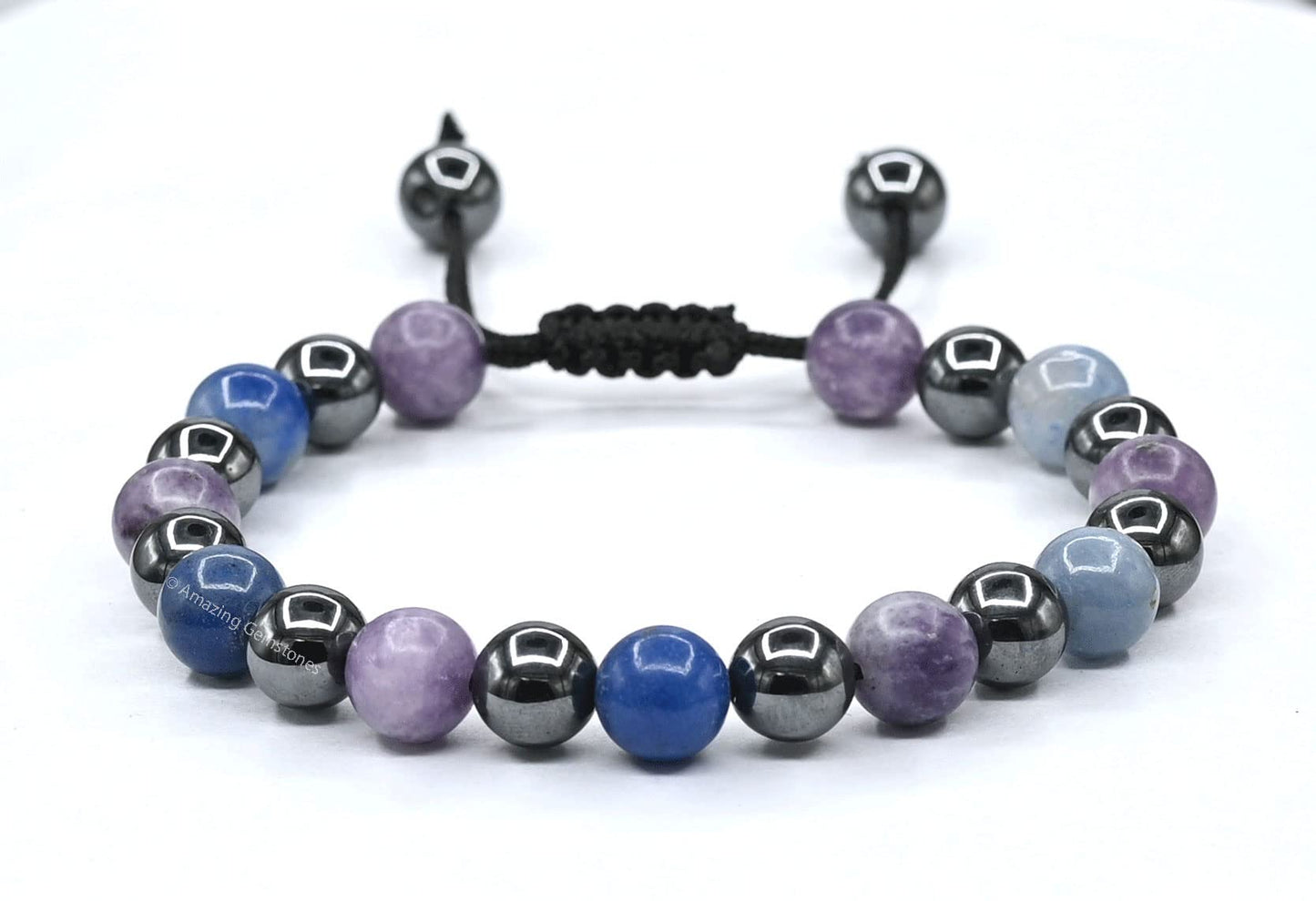 Amazing Gemstone Stop Drinking Alcohol Manifestation Bracelet - Lepidolite Blue Aventurine Hematite Bracelet Set for Men Women Healing Calming Anxiety Stress Relief Gifts(Adjustable)