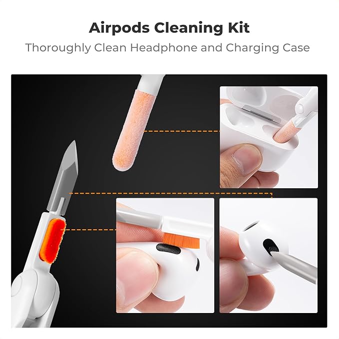 K&F Concept 25-in-1 Keyboard Cleaning Kit Laptop Cleaner - Multifunction Electronic Specialized Accessories Cleaner Set for iPhone AirPods MacBook iPad, Camera PC Monitor Earbud TV Tablet Screens