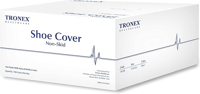 Tronex Non Slip Nonwoven Medical Disposable Shoe Cover, Fluid Resistant, Non-Skid Tread Pattern (300, Unisize)