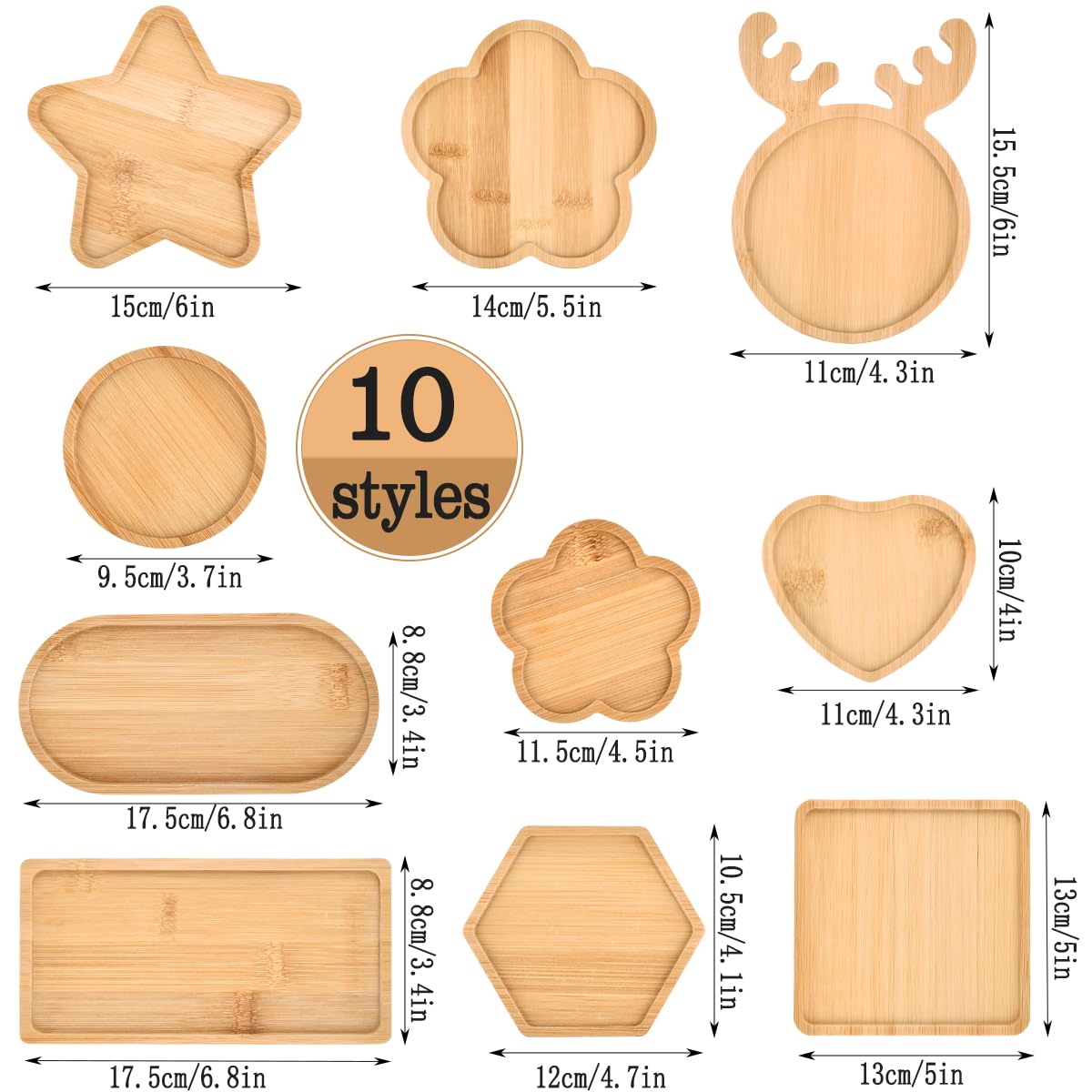BUYGOO 10Pcs DIY Wooden Mosaic Tiles Coasters Assorted Shapes, Blank Base Trays, Drinking Cup Coaster, Plant Coaster, Art Plate, DIY Mosaic Supplies for Arts and Crafts Home Decor