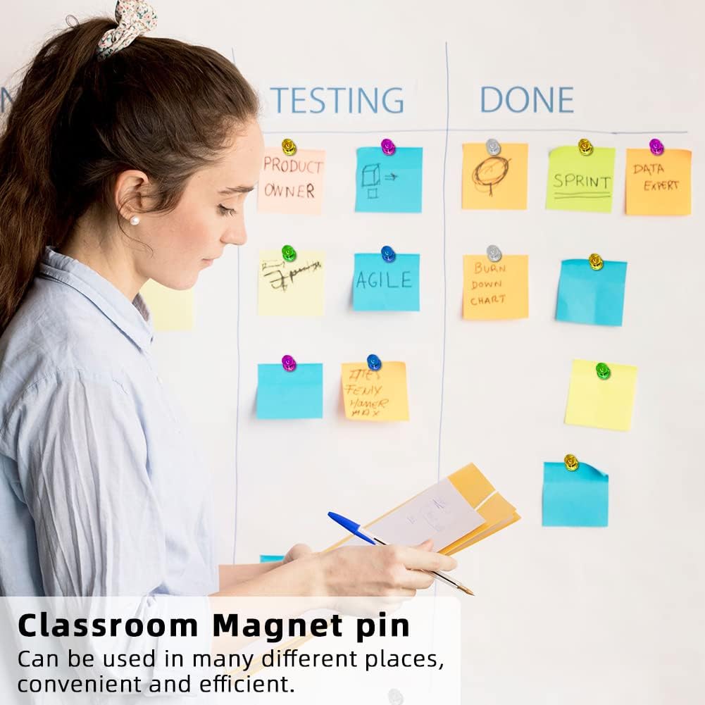 Qualsen Fridge Magnets 60Pack, Strong Refrigerator Magnets for Whiteboard, Magnetic Push pins for Locker, Dry Erase Board, Kitchen, Classroom, Office, Adults (5 Colors)