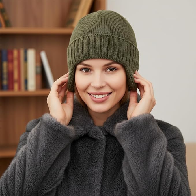 Home Prefer Mens Winter Hat Knit Earflap Hat Stocking Caps with Ears Beanie Hat