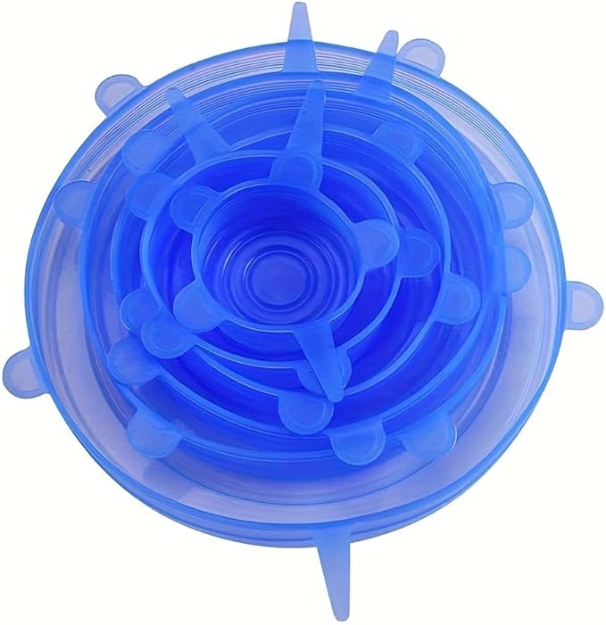 Silicone Stretch Lids Set, 6 Sizes, Reusable Food Storage Covers for Bowls, Fruits and Containers (blue, 12PCS)